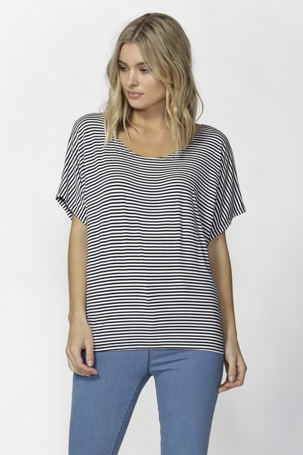 Maui Tee by Betty Basics - Navy/White Stripe