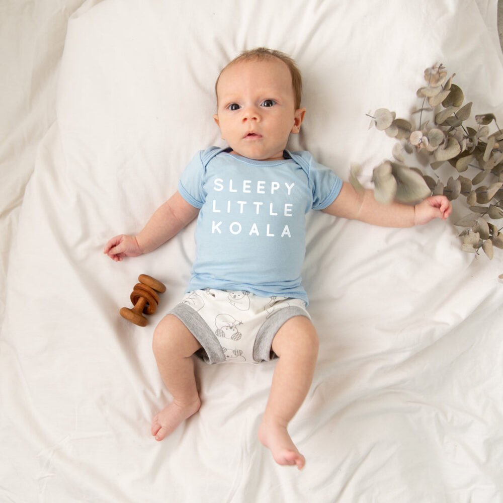 Organic Baby Sleepy Koala Blue T-shirt - Image 2